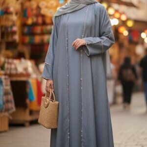 Blue Linen Abaya